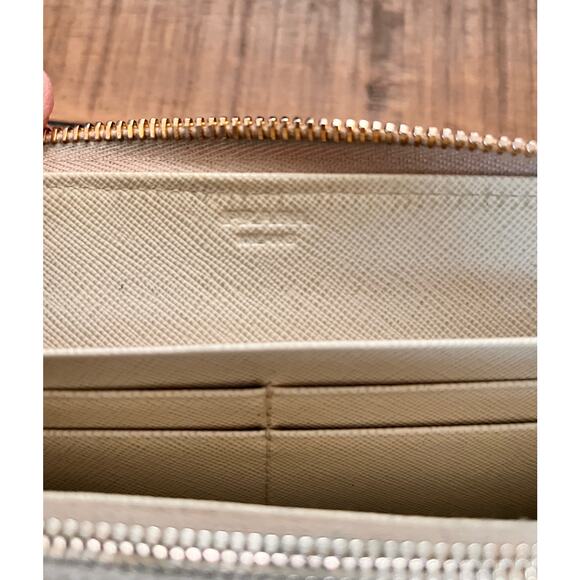 PRADA Saffiano Leather Long zip around Wallet in Cream - Picture 12 of 14